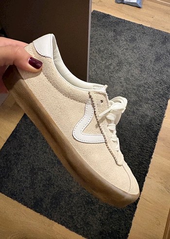 Vans Beyaz Süet Düz Taban Sneakers Vans krem kahve ayakkabı - Görsel 7