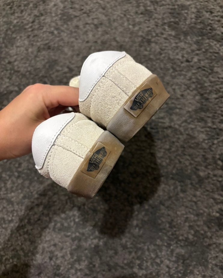 Vans Beyaz Süet Düz Taban Sneakers Vans krem kahve ayakkabı - Görsel 3