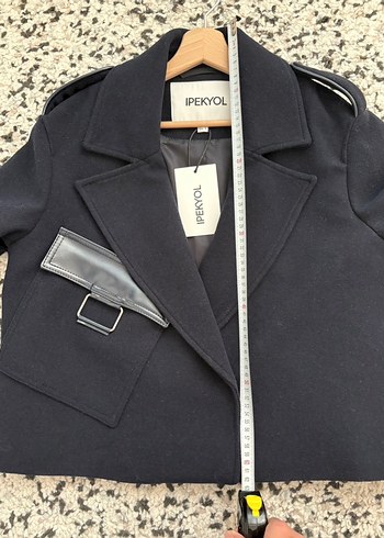 IPEKYOL Lacivert Kemerli yünlü Ceket - Görsel 8