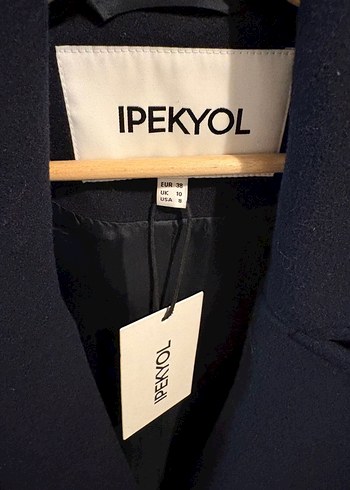 IPEKYOL Lacivert Kemerli yünlü Ceket - Görsel 2