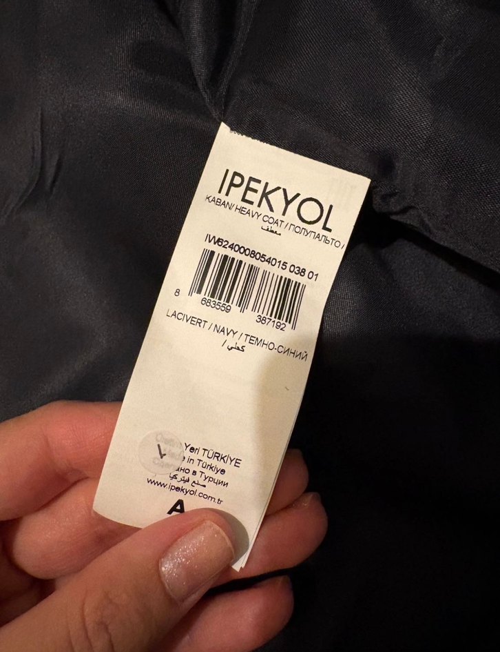 IPEKYOL Lacivert Kemerli yünlü Ceket - Görsel 4