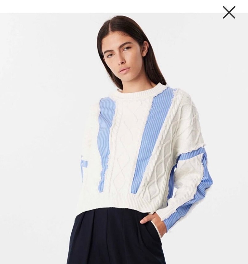 Nakışlı Beyaz Kadın Örgü Kazak twist - Görsel 4