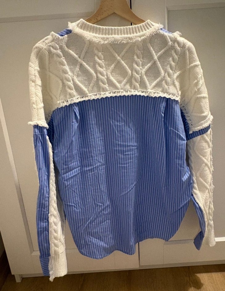 Nakışlı Beyaz Kadın Örgü Kazak twist - Görsel 3