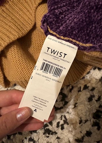 Renkli Bağlama Desenli Salaş Örgü Kazak twist kazak - Görsel 6