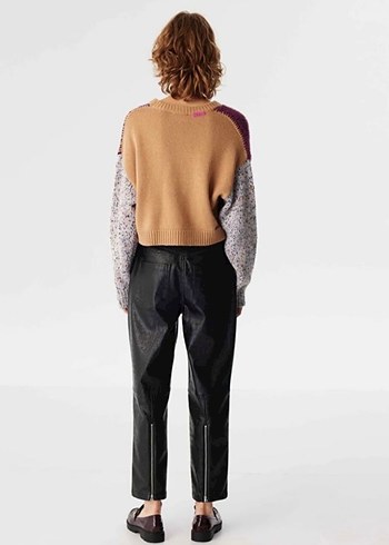 Renkli Bağlama Desenli Salaş Örgü Kazak twist kazak - Görsel 8