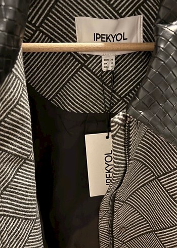 Düğmeli Gri Mini Street Wear Kadın Ceket ipekyol mont - Görsel 7