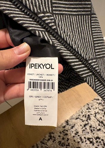 Düğmeli Gri Mini Street Wear Kadın Ceket ipekyol mont - Görsel 4