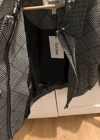 Düğmeli Gri Mini Street Wear Kadın Ceket ipekyol mont - Görsel 3