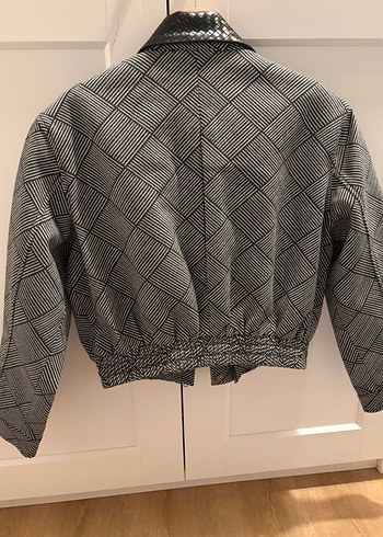 Düğmeli Gri Mini Street Wear Kadın Ceket ipekyol mont - Görsel 5