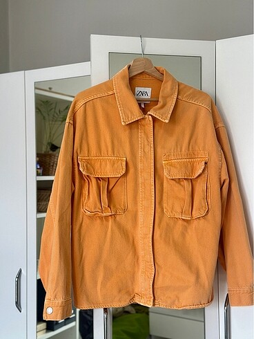 s Beden turuncu Renk Zara Denim Ceket