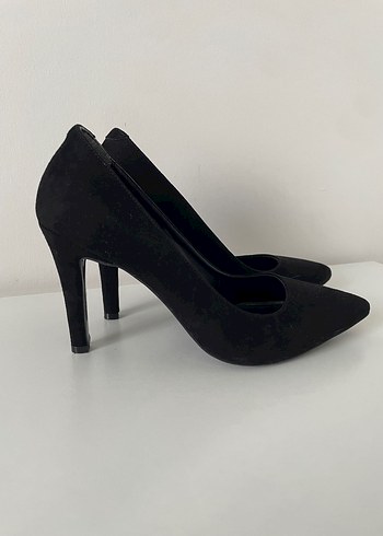 Siyah Süet Stiletto Kadın Topuklu - Görsel 2