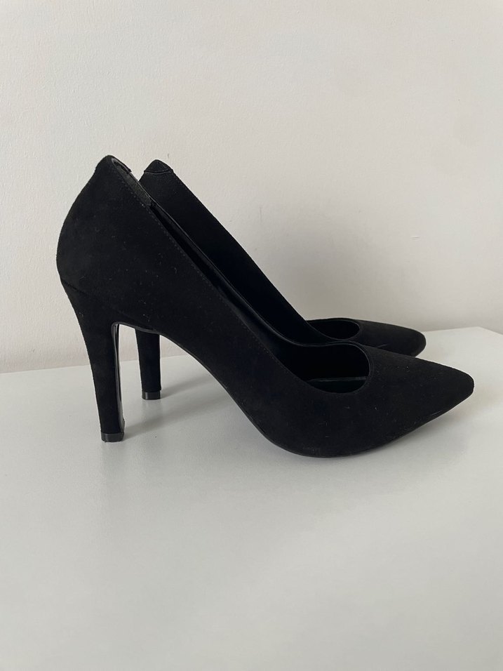 Siyah Süet Stiletto Kadın Topuklu - Görsel 2