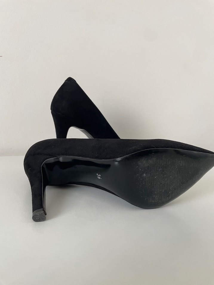 Siyah Süet Stiletto Kadın Topuklu - Görsel 3