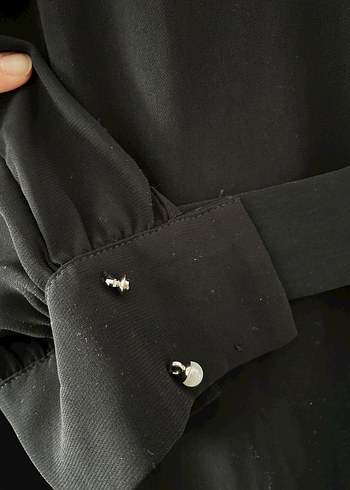 Kadın Siyah Uzun Kollu İncili Uzun Elbise - Görsel 6