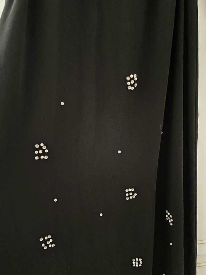 Kadın Siyah Uzun Kollu İncili Uzun Elbise - Görsel 4