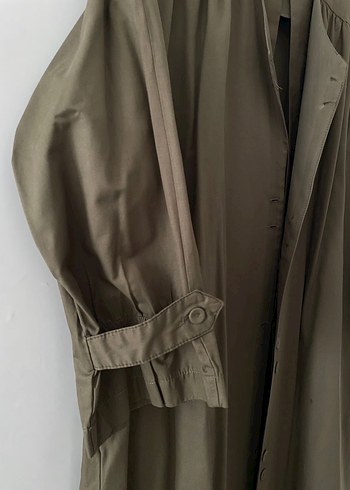 Kadın Haki Uzun Trençkot - Görsel 3
