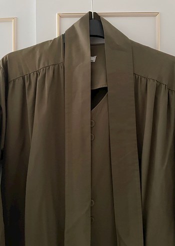 Kadın Haki Uzun Trençkot - Görsel 4