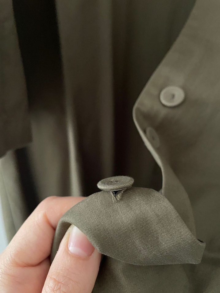 Kadın Haki Uzun Trençkot - Görsel 5