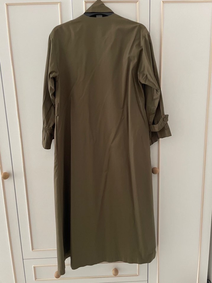 Kadın Haki Uzun Trençkot - Görsel 2