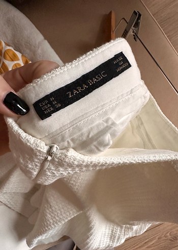 Düğmeli Beyaz Mini Etek - Görsel 3