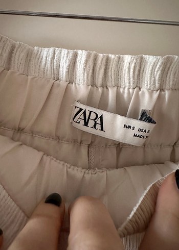 Bej Pilili Mini deri Etek - Görsel 2