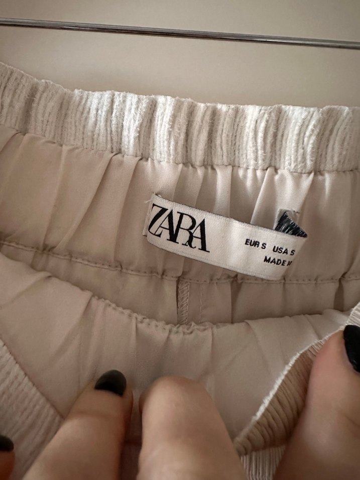 Bej Pilili Mini deri Etek - Görsel 2