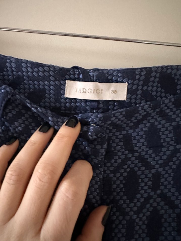 Yargıcı Mavi Desenli Kumaş Pantolon - Görsel 2