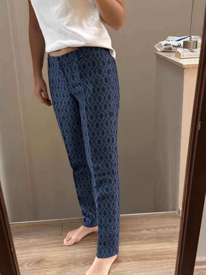 Yargıcı Mavi Desenli Kumaş Pantolon - Görsel 3