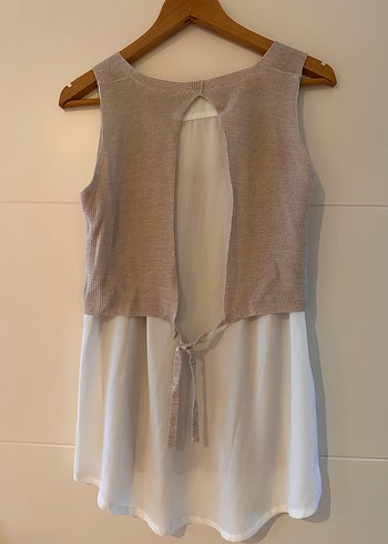 Bej V Yaka Kolsuz Triko - Görsel 3