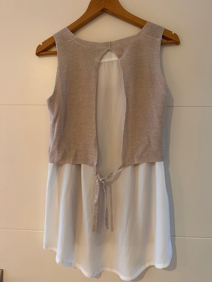 Bej V Yaka Kolsuz Triko - Görsel 3