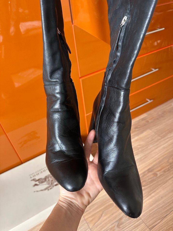 Kadın Siyah Deri Dizüstü Çizme - Görsel 3