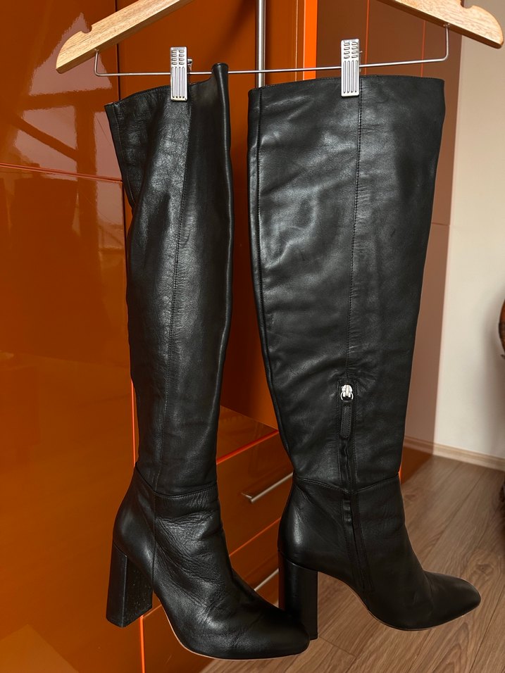 Kadın Siyah Deri Dizüstü Çizme - Görsel 2