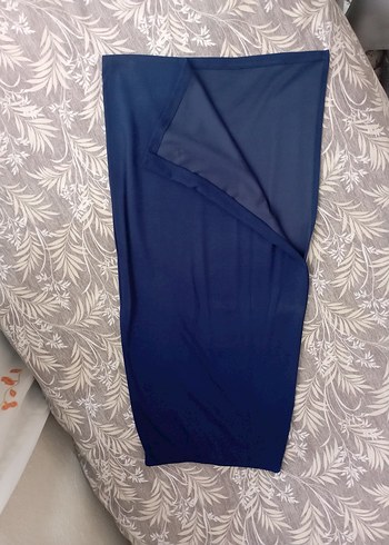 Lacivert Drapeli Uzun Hamile Eteği - Görsel 2