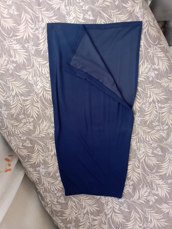 Lacivert Drapeli Uzun Hamile Eteği - Görsel 2