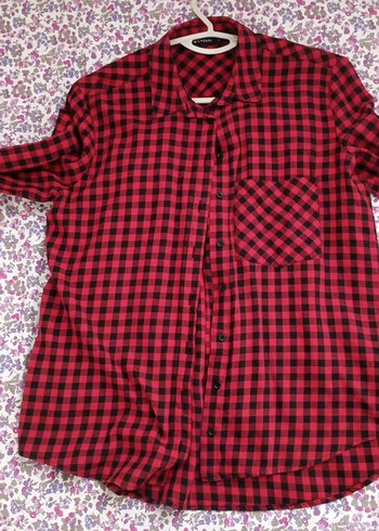 Kırmızı Kadın Ekose Gömlek - Görsel 2