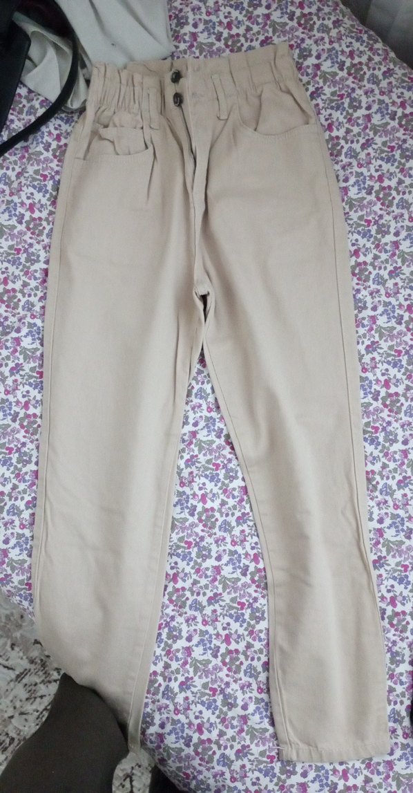 Bej Düğmeli momjean Pantolon - Görsel 2