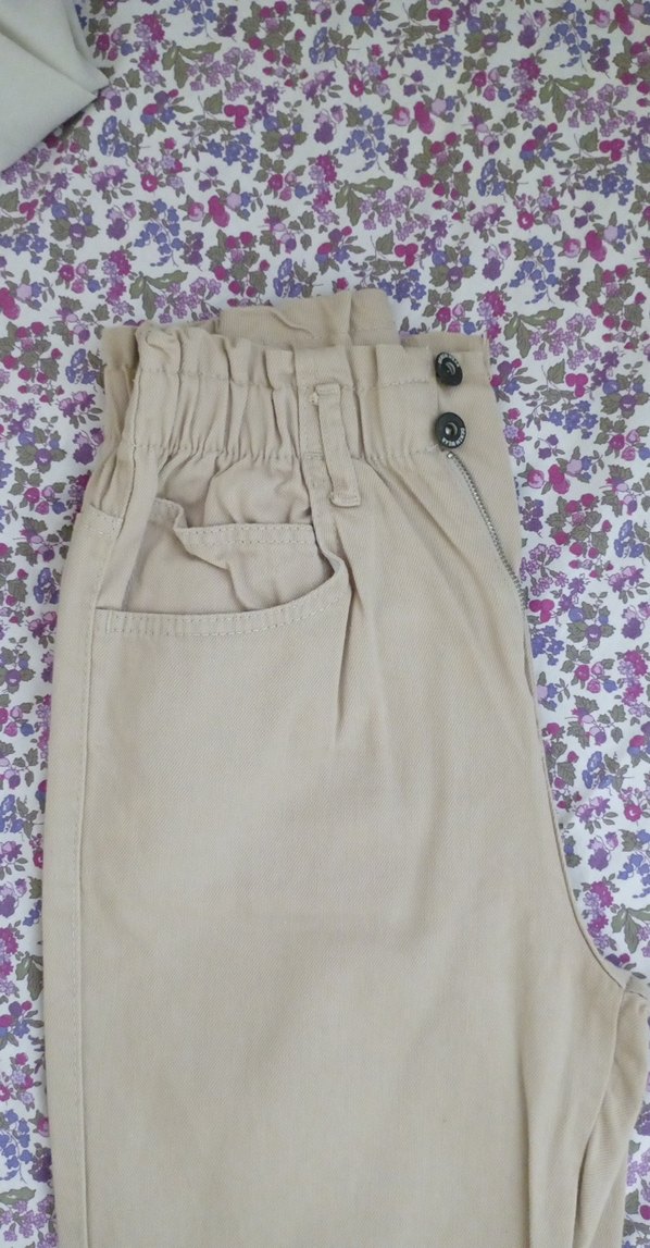 Bej Düğmeli momjean Pantolon - Görsel 3