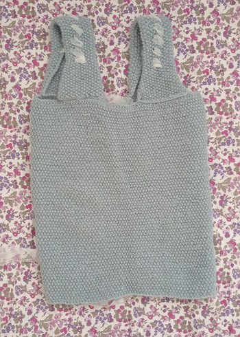 kadın Gri Örgü Bohem Yelek süveter - Görsel 2