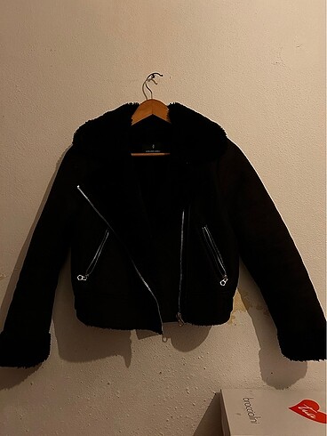 Stradivarius kürklü biker ceket mont