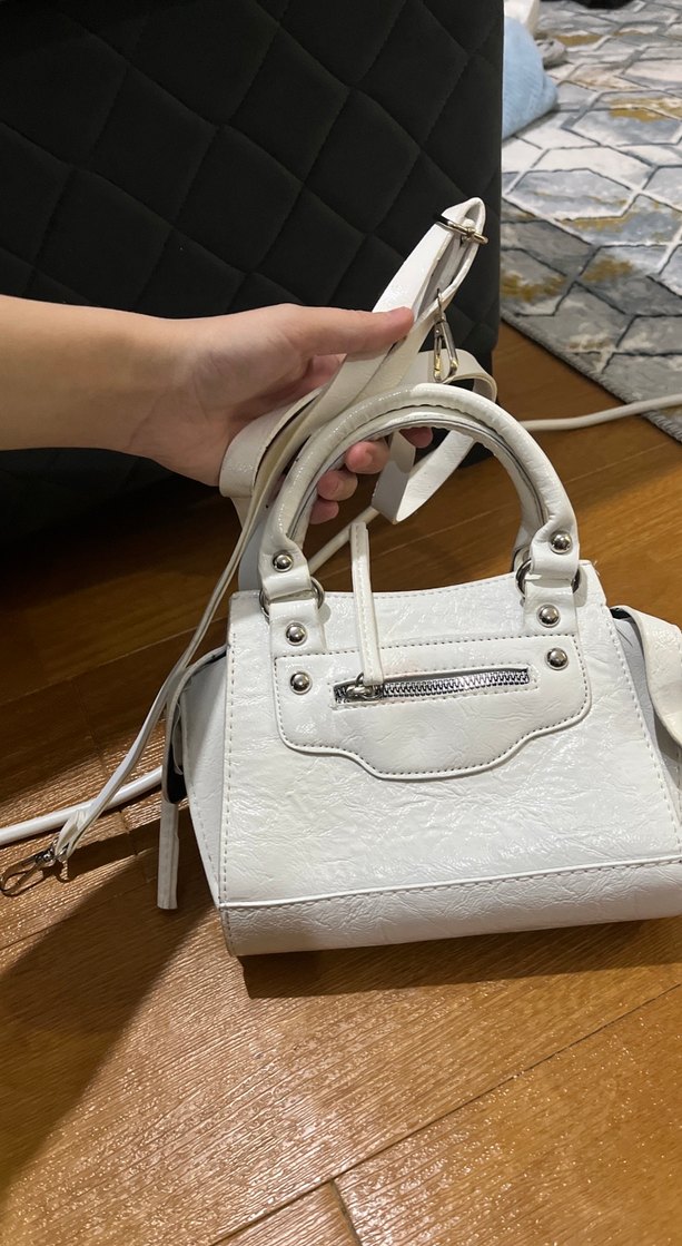 Beyaz Deri Fermuarlı Kadın El Çantası - Görsel 3