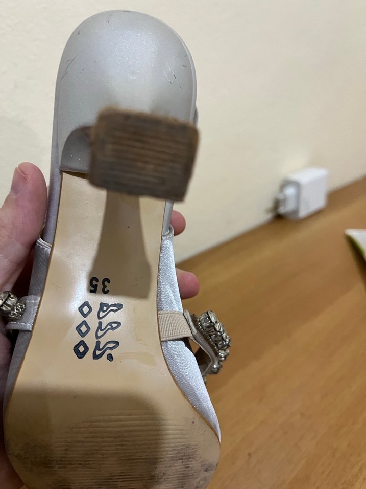 İnci Detaylı gri Stiletto Kadın Ayakkabı - Görsel 2