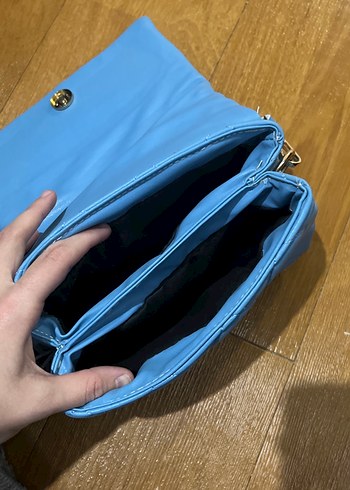 Mavi Deri Kadın Çanta - Görsel 2