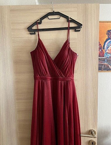 Bordo simli abiye