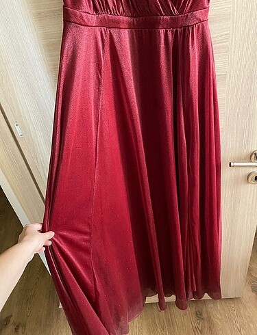 m Beden Bordo simli abiye