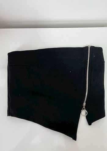 xs Beden siyah Renk Siyah Fermuarlı Asimetrik Straplez Crop Örme Bluz