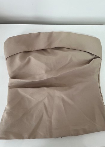 34 Beden Vizon Straplez Fitted Drapeli Dokuma Bluz