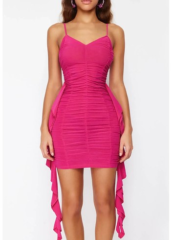 Trendyol & Milla Pembe Piliseli Mini Elbise