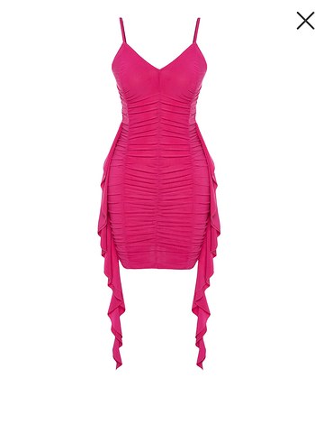 Pembe Piliseli Mini Elbise