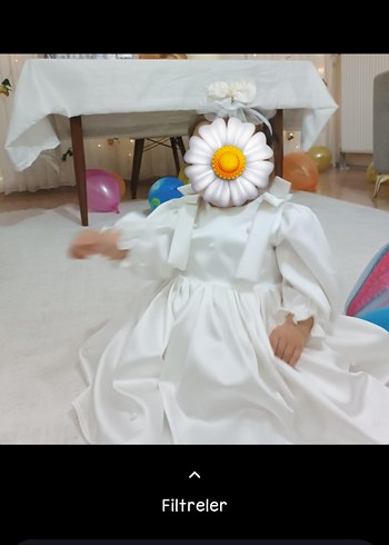 1 yaş abiye  kırık beyaz renginde  doğum gününde giyildi sadece - Görsel 4