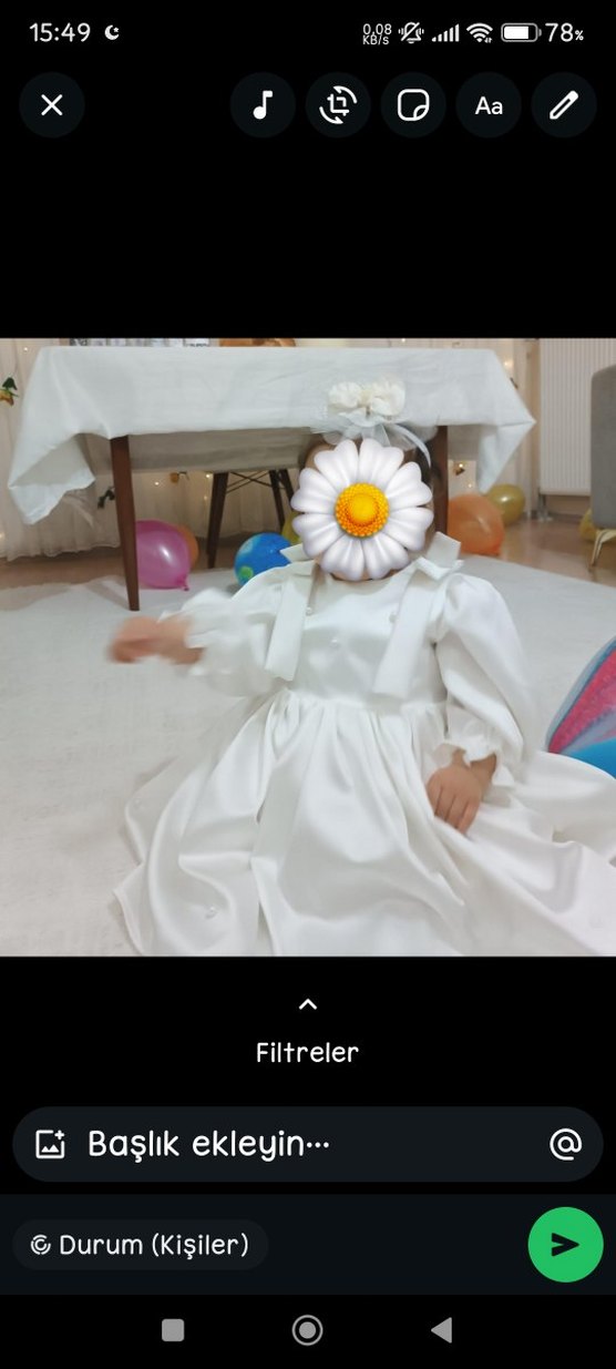 1 yaş abiye  kırık beyaz renginde  doğum gününde giyildi sadece - Görsel 4